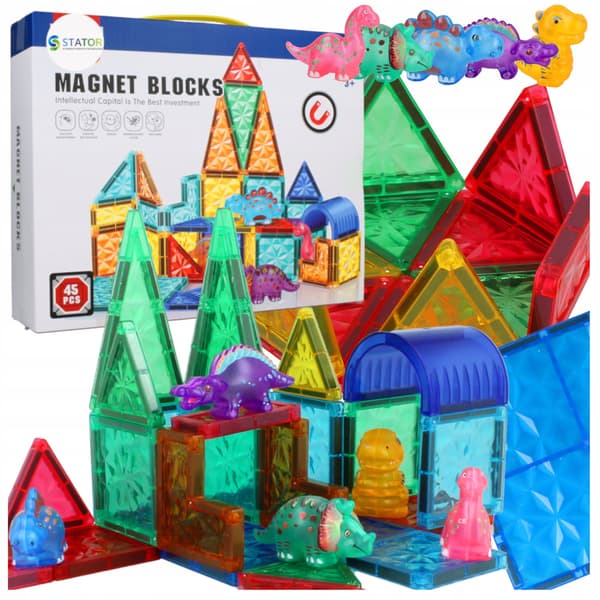 [paket] Magnetiska block 45 st + dinosaurier Z3161