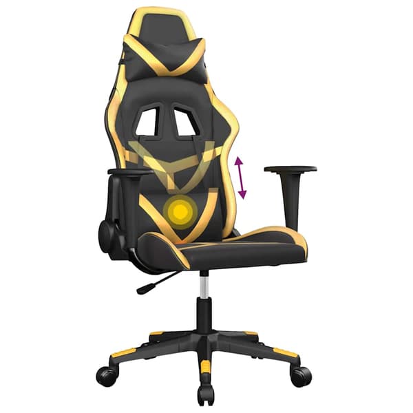 vidaXL massage-gamingstol, sort og guld, kunstlæder
