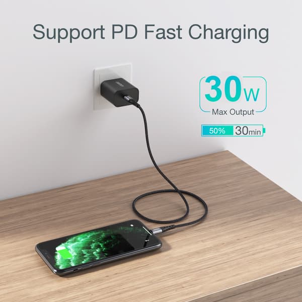 Kabel för iPhone USB-C - Lightning 480Mb/s 3A 1,2m - svart