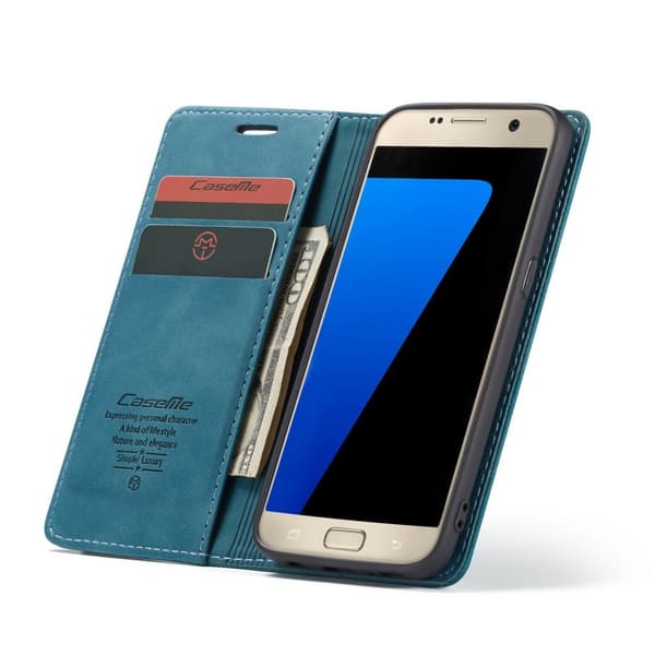 CASEME Etui til Samsung Galaxy S7, Læderpung, Blå