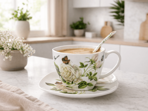 White Rose porslinskopp 250 ml + Queen Isabell fat som present
