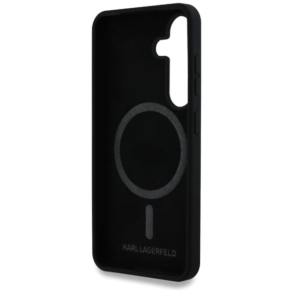 Karl Lagerfeld Silikone Dobbelthoved Og Circle MagSafe-etui til Galaxy S25+, sort