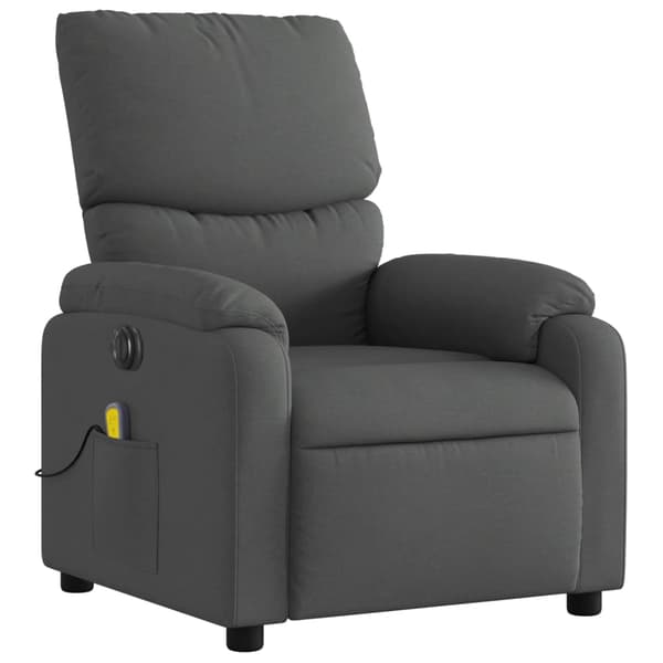 vidaXL elektrisk lænestol med massagefunktion, mørkegrå, stof