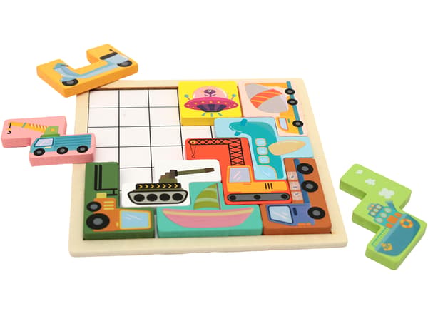 Träpussel logik genial gnome smart fordon bilar Tetris
