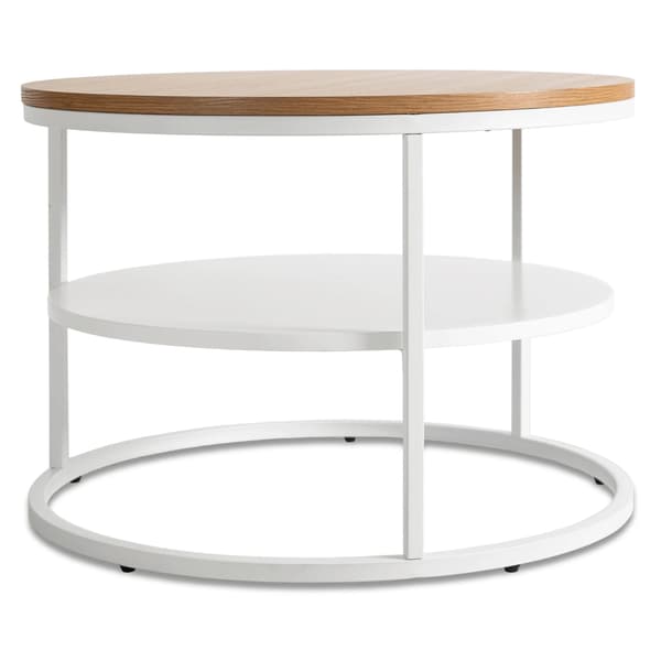 BEST Soffbord med hyllplan 70 cm ek och vit skandinavisk