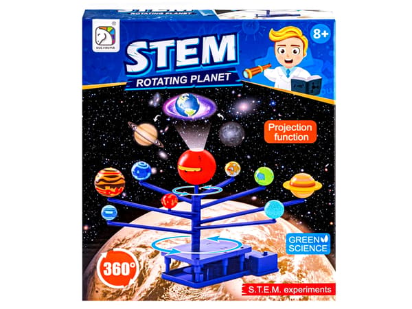 2-i-1 Montessori solsystemset + projektor visar planeter