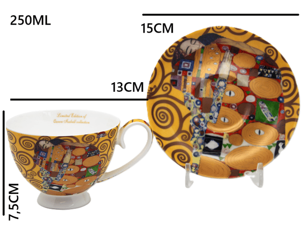 Porslinskoppar 2 st. KLIMT Kiss 250 ml + fat