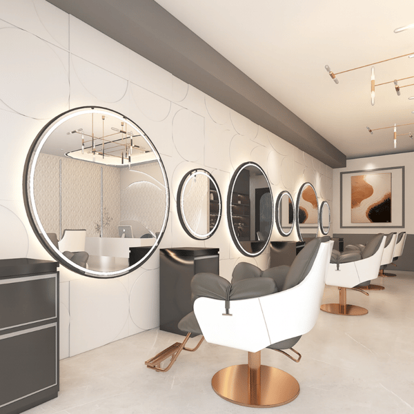 Frisörkonsol Barberspegel 60x60 LED PRO rund