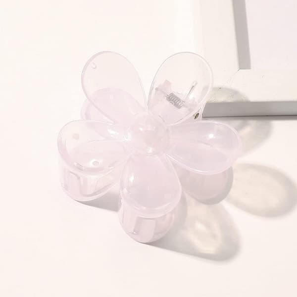 Hårspænde, lås, XL, transparent blomst, 7x7cm, SP273