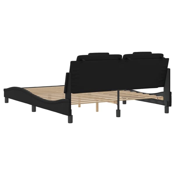 vidaXL sengestel med LED sort 160x200 cm kunstlæder