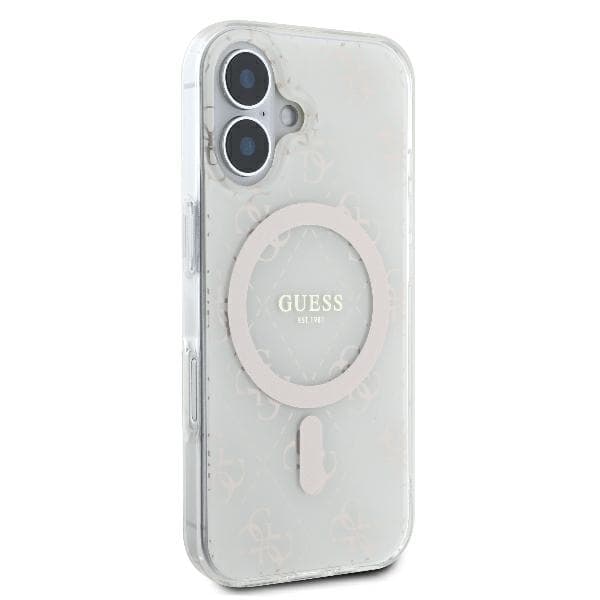 Guess IML 4G Baggrund MagSafe-etui til iPhone 16 Plus, Hvid