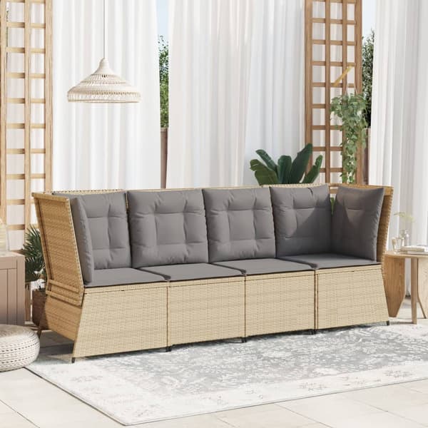 vidaXL Kulmasohvamoduuli tyynyillä, beige, polyrottinki