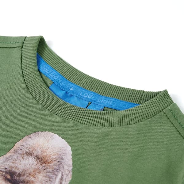 Børne langærmet T-shirt, lys khaki, 104