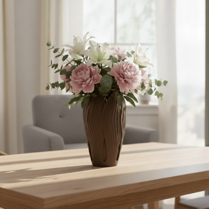 Brun bladformad dekorativ vas för blommor, modern design