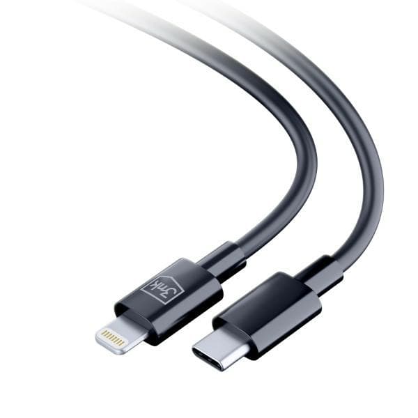 3mk Hyperkabel USB-C til Lightning opladnings- og overførselskabel, 20W, 1,2m, sort