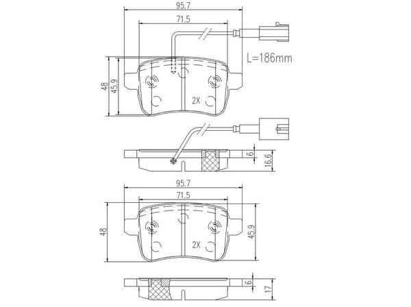 FT29168 FAST BREMSEKLODSER BAG 2-SENSORER