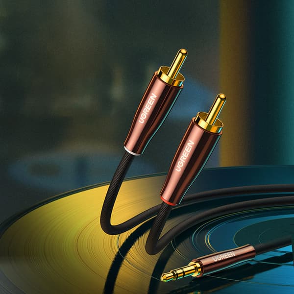 Kopparljudkabel 3,5 mm minijack - 2x RCA 2m