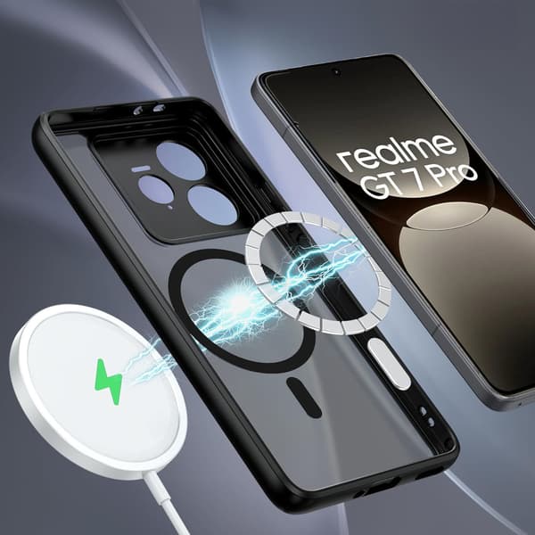 Etui til Realme GT 7 Pro, til MagSafe, ERBORD Matt etui, sort