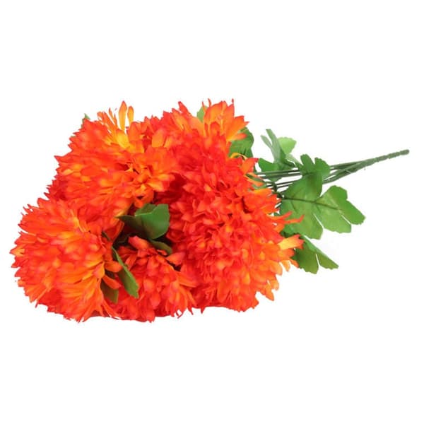 Buket med 9 orange, takkede krysantemum