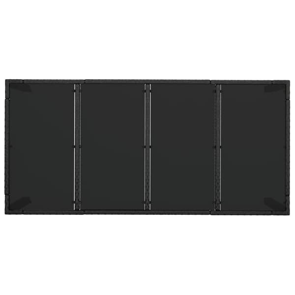 vidaXL havebord med glasplade sort 190x90x75 cm
