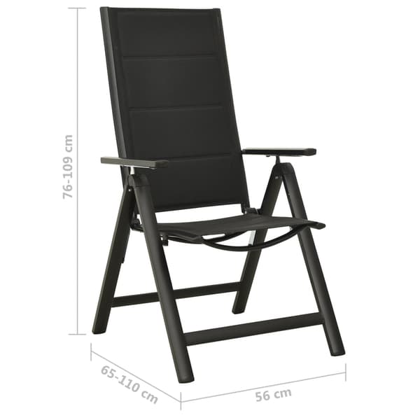 vidaXL foldbare havestole 2 stk. textilene og aluminium sort