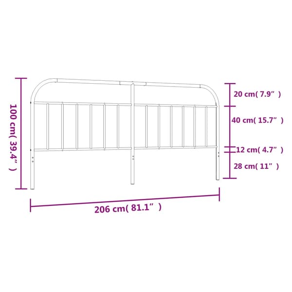 vidaXL metalsengegavl, sort, 200 cm