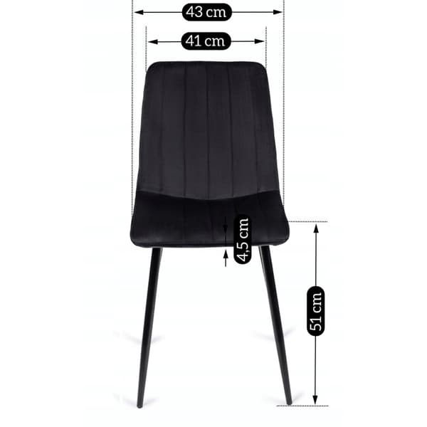IBIS Polstret Spisebordsstol Sort Velour Moderne Loft