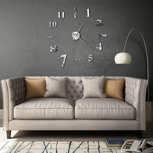 vidaXL 3D-väggklocka, modern design, 100 cm, XXL, silver