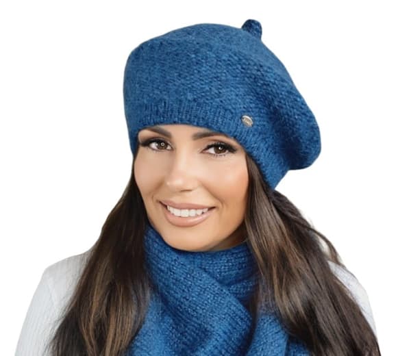 OFELIA - marineblå dame vinterbaret elegant og varm KAMEA baret