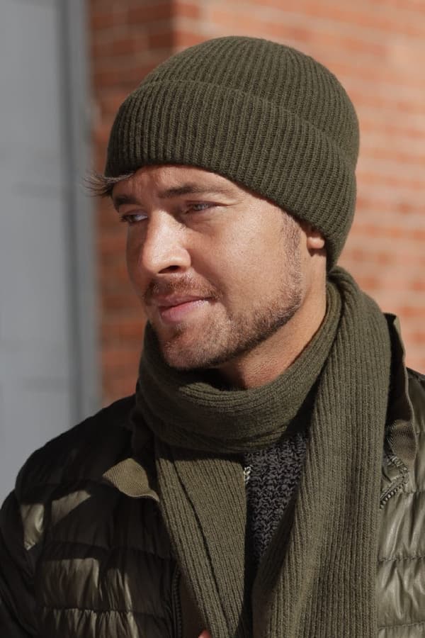 Liam - herr vintermössa, khaki, dubbelt lager 54-62