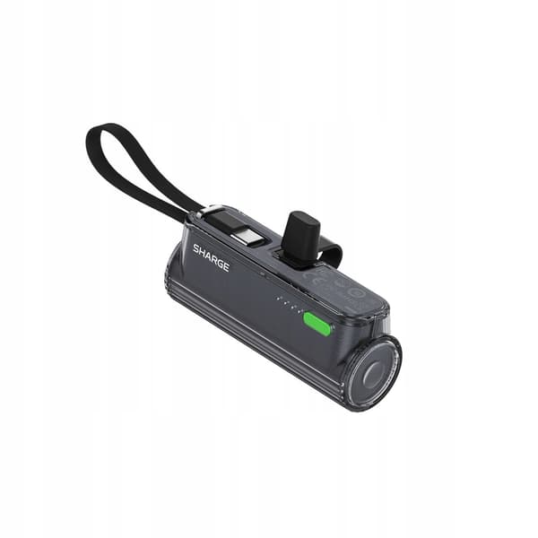 T1 Powerbank SHARGE 5000mAh iPhone Lightning USB C Sort Hurtigopladning