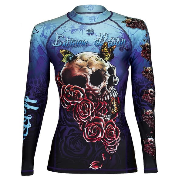 Dam långärmad rashguard SKULL 2 M BLÅ