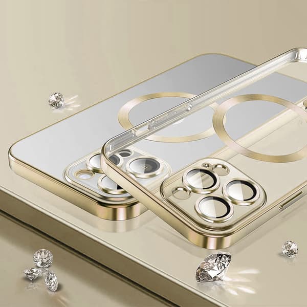 iPhone 12 Pro -kotelo, Electro MagSafe, kulta + näytönsuoja