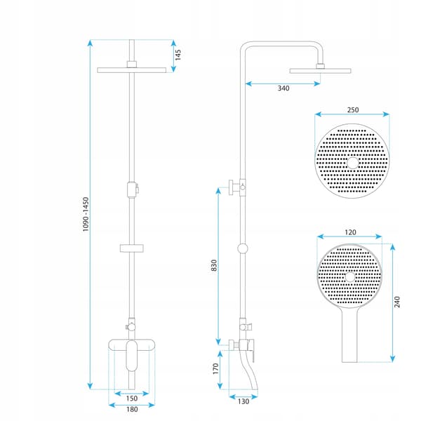 Synligt duschset med pip Tytan Shower Drop Rea