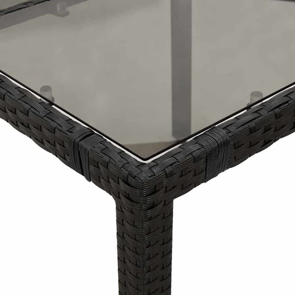 vidaXL havebord med glasplade sort 190x90x75 cm