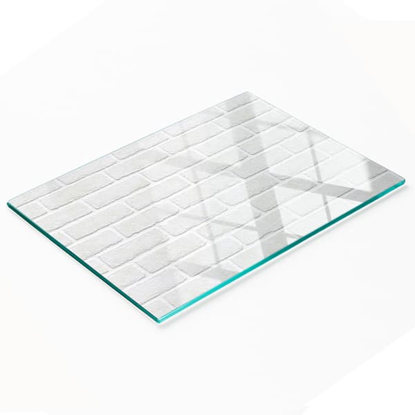 Dekorativ serveringsbricka i glas, tegelvägg, 80x52 cm