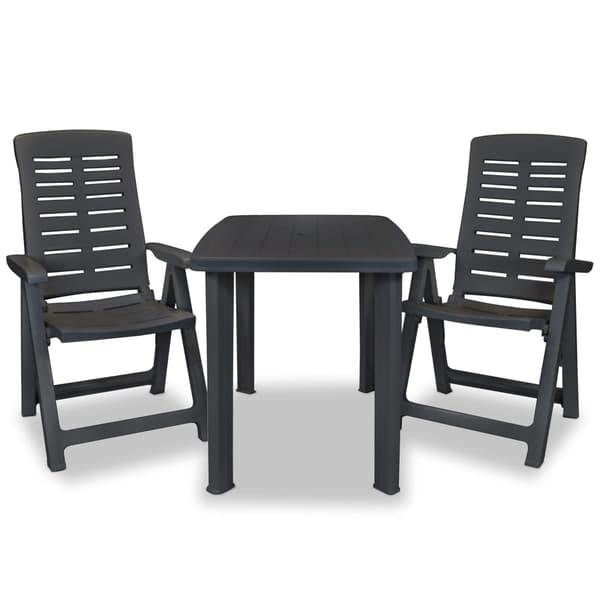 vidaXL 3-delat bistroset, plast, antracit