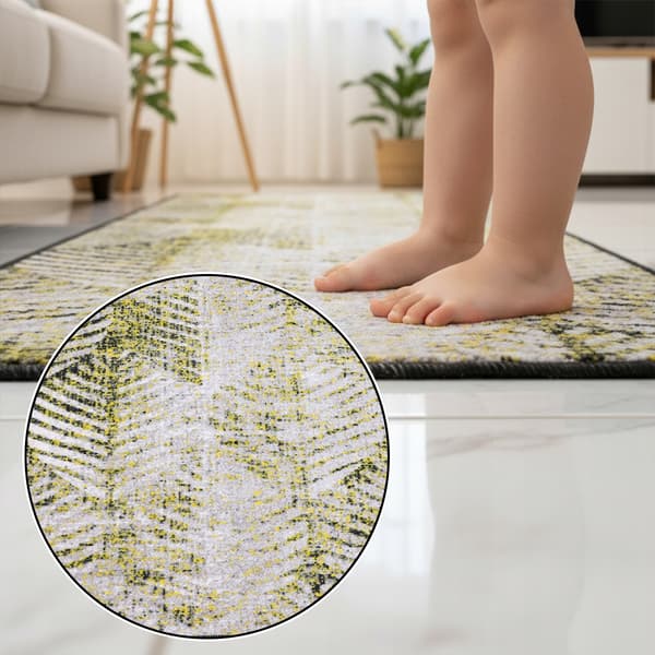 [5] Fløjlstæppe til hjemmet 67x250cm Spindelvæv Gul D6877