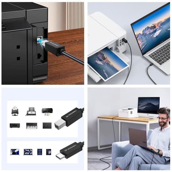Tulostin-skannerikaapeli USB-B - USB-C 2m - musta