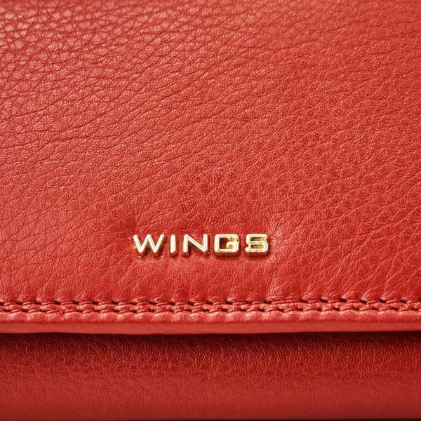 Wings damplånbok i läder med RFID-skydd röd