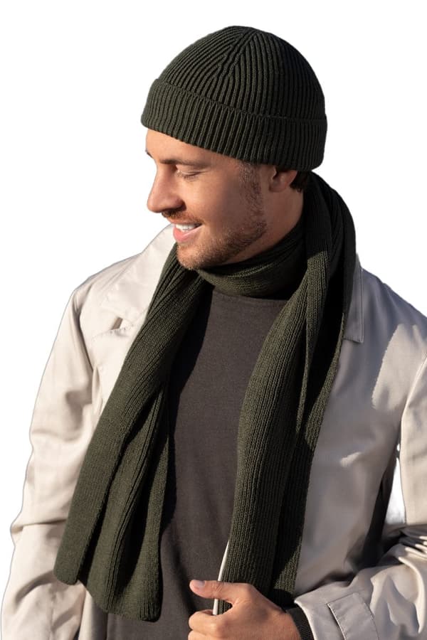 KAMEA KAROL herrset (mössa + halsduk), khaki
