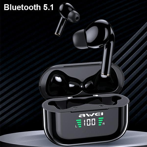 AWEI Bluetooth 5.1 T29P TWS hovedtelefoner + dockingstation sort