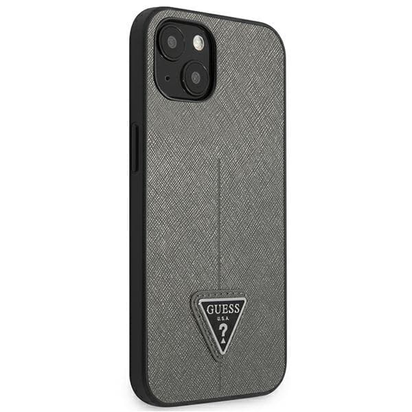 Guess Saffiano Triangle Logo-skal till iPhone 13, Silver