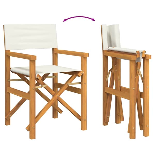 vidaXL Hopfällbar regissörsstol krämfärgad teak