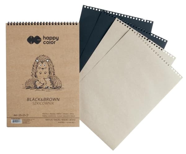 Spiralskitseblok A5/50K sort & brun