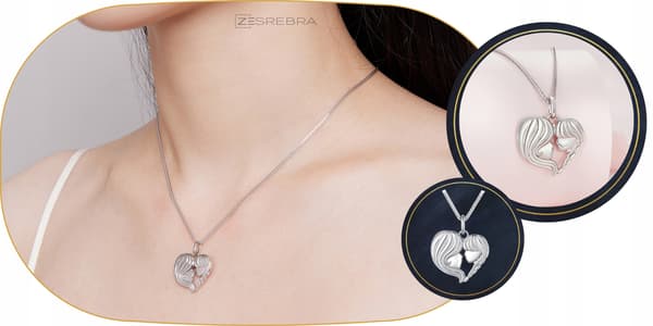 Silverkedja halsband silver pr 925 mor dotter kärlekshänge