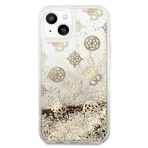 Guess Peony Liquid Glitter cover til iPhone 13 mini, guld