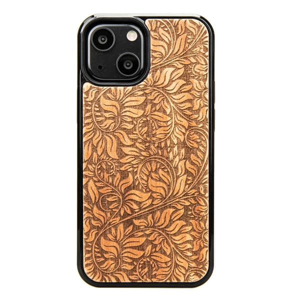 Træcover med æbletræblade til iPhone 13 Mini