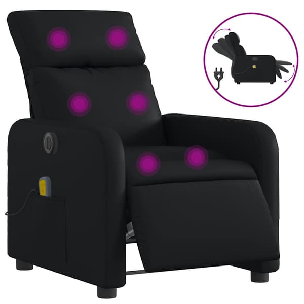 vidaXL elektrisk lænestol med massagefunktion, sort, kunstlæder