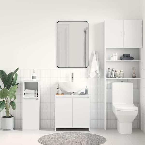 vidaXL badeværelsesskab hvid 60x33x61 cm spånplade